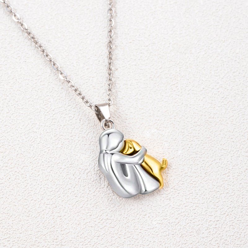 Woman & Puppy Pendant Necklace - The Jasabi Company