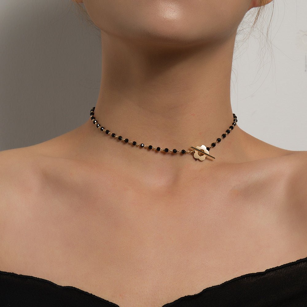 Floral Clasp Pearl & Bead Choker Necklace - The Jasabi Company