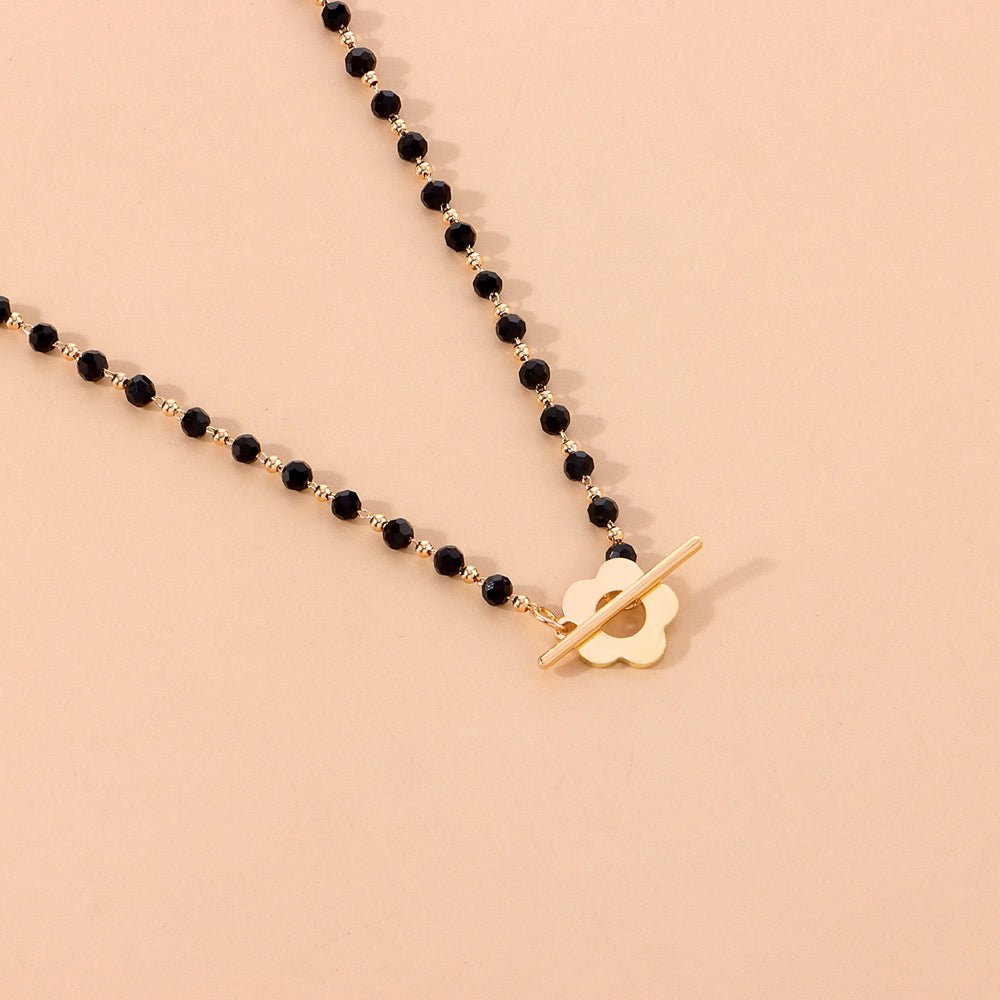 Floral Clasp Pearl & Bead Choker Necklace - The Jasabi Company